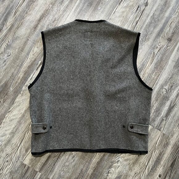I. Spiewak Golden Fleece Wool Vest Gray Black Trim M - Picture 2 of 5